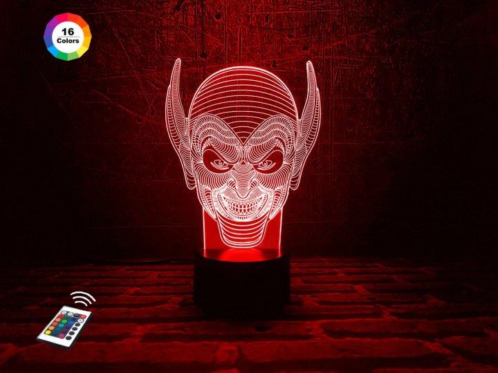 3D нічник "Гоблін" (ВОЛІЧНЕ ЗОБРАЖЕННЯ) + пульт ДК + мережевий адаптер + батарейки (3ААА) 3DTOYSLAMP, фото 1
