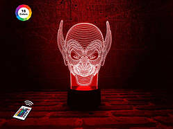 3D нічник "Гоблін" (ВОЛІЧНЕ ЗОБРАЖЕННЯ) + пульт ДК + мережевий адаптер + батарейки (3ААА)  3DTOYSLAMP