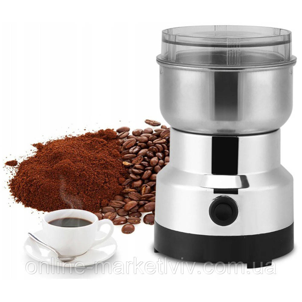 Кавомолка електрична з нержавіючої сталі Nima NM8300 / Роторна кавомолка / Електрокавомолка, фото 1