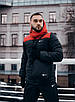 Зимова чоловіча куртка чорна з червоним теплим капюшоном пух Європи Розміри: S, M, L, XL, XXL, фото 8