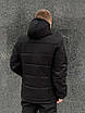 Чоловіча зимова куртка чорна тепла з капюшоном пух Європи Розміри: S, M, L, XL, XXL, фото 2