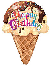 Фольгована кулька велика фігура Морозиво Happy Birthday 46х69см Китай