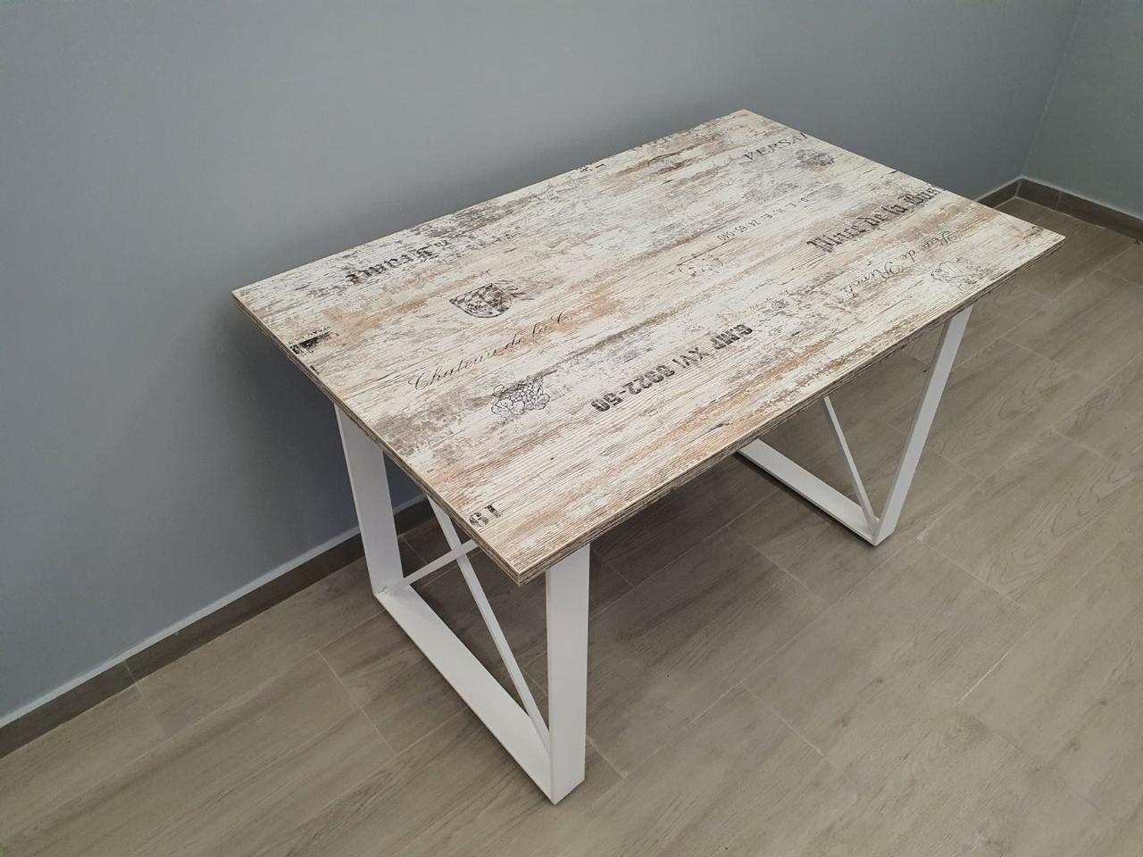 Стіл обідній Ена метал Білий оксамит стільниця ДСП Кантрі Лейбл 1200*750 мм (Tenero TM)