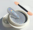 Голографічна втирка "Призма" Laser Powder для нігтів, лазерне срібло, 2 г., фото 7