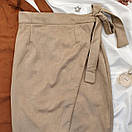 Замшева бежева спідниця на запах, фото 4