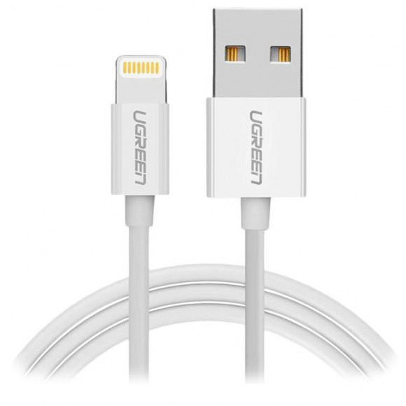 Кабель Ugeen US155 USB-Lightning MFI 1м Nickel Plated White (20728)