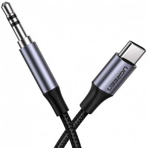 Кабель перехідник для навушників Ugreen AV143 Male to USB Type-C Audio Cable3.5mm Braided with Aluminum Shell