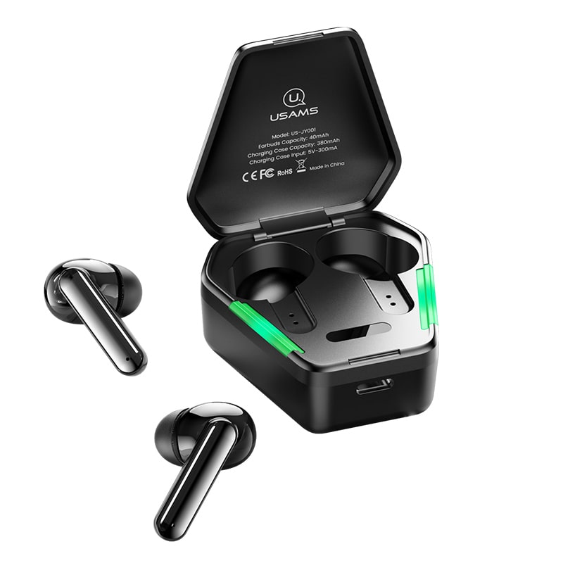 Бездротові навушники в кейсі з мікрофоном сенсорні USAMS TWS Gaming Earbuds JY01 Чорний