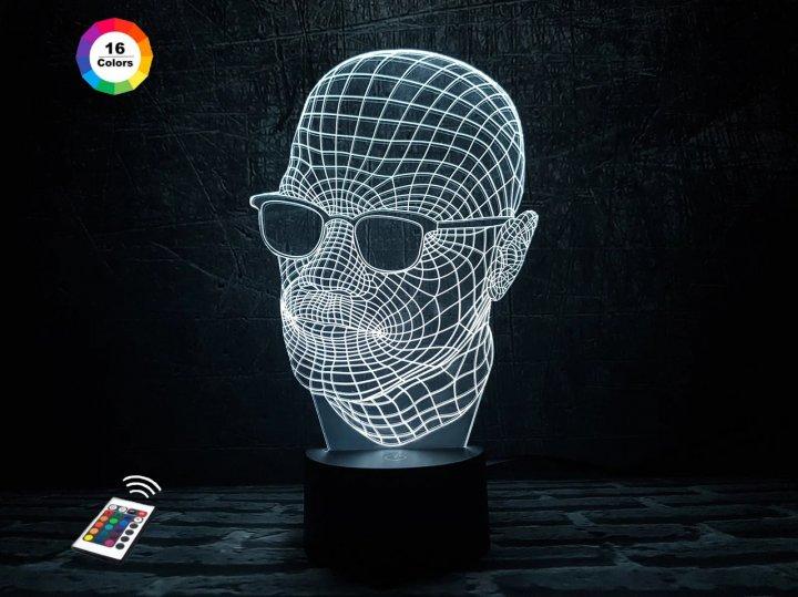 3D нічник "Невидимка" (ВОЛІЧНЕ ЗОБРАЖЕННЯ) + пульт ДК + мережевий адаптер + батарейки (3ААА) 3DTOYSLAMP, фото 1