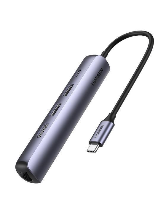 USB розгалужувач Хаб Ugreen CM418 USB-C to 2*USB 3.0+HDMI+RJ45 Ethernet Adapter+PD (10919)