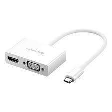 Перехідник UGREEN MM123 USB Type C to HDMI + VGA Converter White 30843 Адаптер для підключення монітора