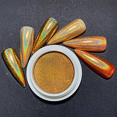 Лазерна втирка Solid magic mirror powder для дизайну нігтів, золото, фото 2