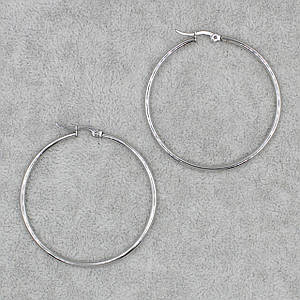 Серьги кольца Конго серебристые 42 мм из медицинской стали от Stainless Steel Застежка английский замок