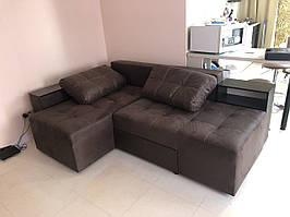 Кутовий диван "Лого 2"*Доміно 2). Амелі шоколад. Габарити: 2,35 х 1,70 Спальне місце: 2,00 х 1,60