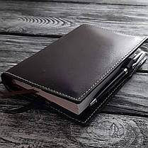 Щоденник А6 чорний шкіряний 2021 рік натуральна шкіра шкіра, фото 2