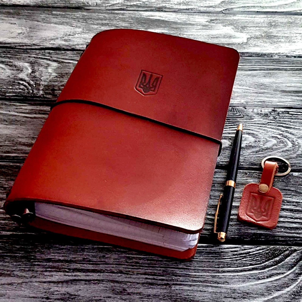 Блокнот коричневий мідорі Midori подарунковий набір А5 шкіряний натуральна шкіра, жорстка шкіра