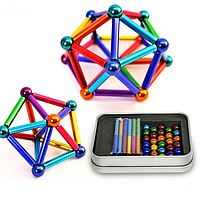 Магнитный конструктор Neo палочки и шарики 68 деталей разноцветные