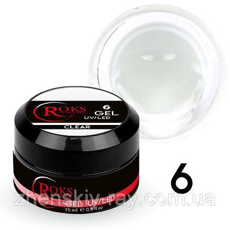 Гель для нарощування нігтів Roks Gel UV/LED No6 Clear, 15 мл, фото 1