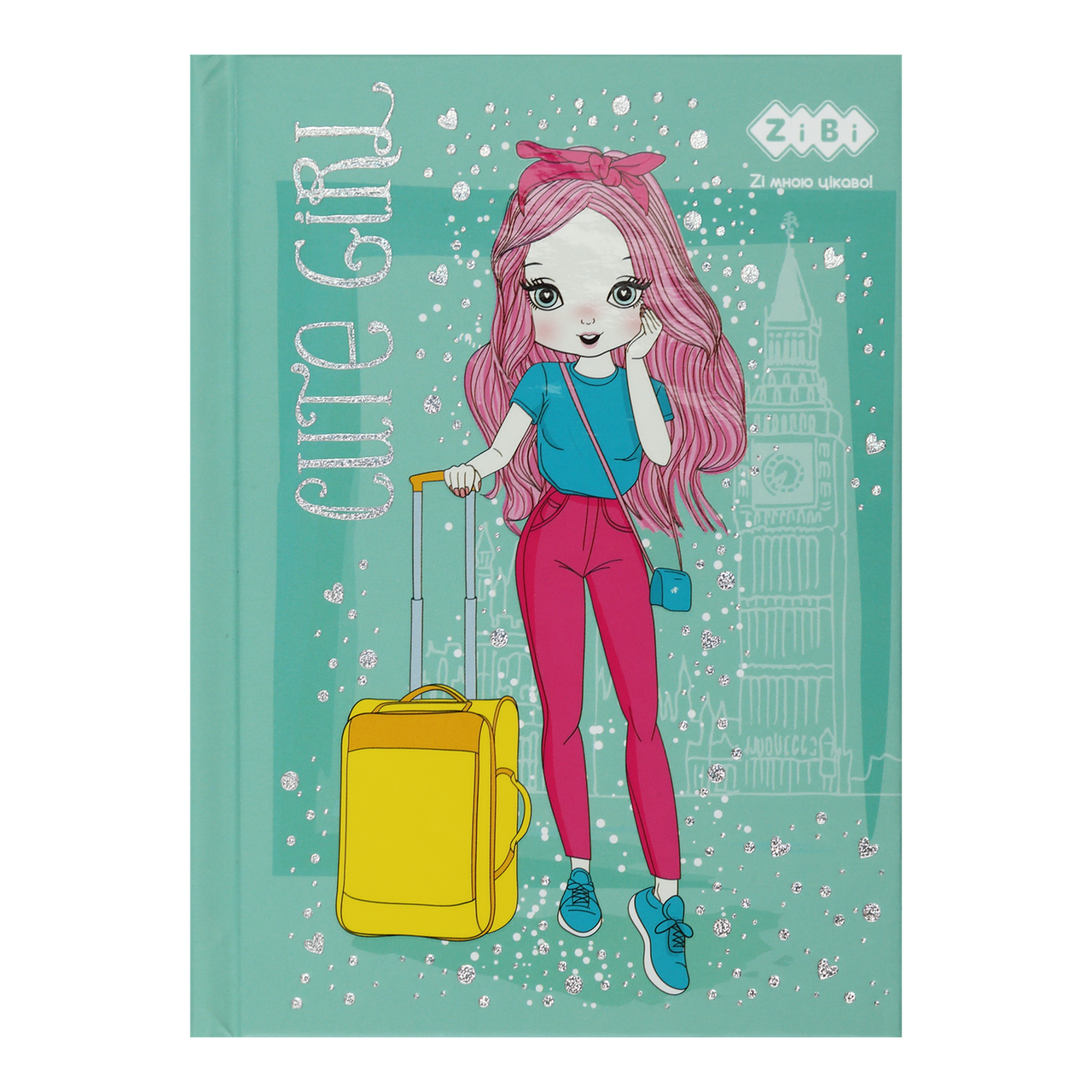 /Блокнот CUTE GIRL А6 64 л клітка тв обв мат ламін+лак бірюзовий KIDS Line