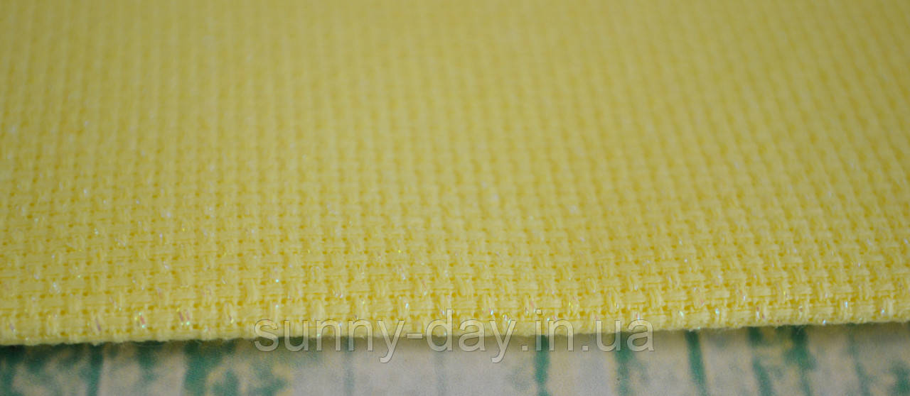 Канва для вишивки Аіда 14, колір - жовтий/люрекс перламутровий (29х29см)