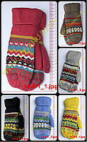 Жіночі рукавиці в'язані подвійні - різні кольори - 14-9-1