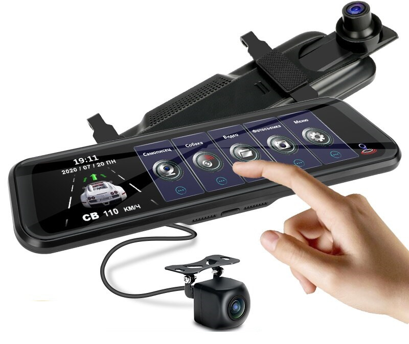 DVR 1013 Full HD Дзеркало з відео реєстратором з камерою заднього виду.10" Сенсорний екран