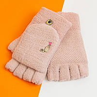 Перчатки (митенки) детские на 7 - 8 - 9 - 10 лет зимние для девочек (арт. 20-25-3) сиреневый Розовый