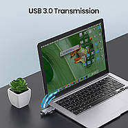 Швидкісний кардрідер USB 3.0 + Type-C на 2 слоти для карт MicroSD/SD до 512GB Ugreen (сірий) CM185, фото 4