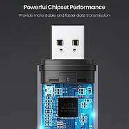 Швидкісний кардрідер USB 3.0 + Type-C на 2 слоти для карт MicroSD/SD до 512GB Ugreen (сірий) CM185, фото 8