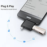 Перехідник адаптера OTG 2в1 Micro USB + USB Type-C на USB 3.0 Ugreen (чорний), фото 6