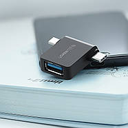 Перехідник адаптера OTG 2в1 Micro USB + USB Type-C на USB 3.0 Ugreen (чорний), фото 3