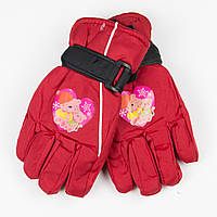Лижні дитячі рукавички для дівчаток №18-12-5 червоний