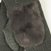 Текстильні жіночі рукавички-рукавиці з в'язкою № 19-1-55-5 M сірий, фото 3