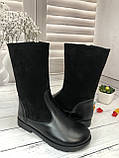 Демісезонні шкіряні чоботи для дівчинки TopS чорні, фото 2