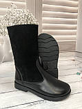 Демісезонні шкіряні чоботи для дівчинки TopS чорні, фото 4