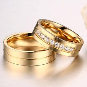 Парні кільця з позолотою "Бажання" (ж 15.9 16.5 17.5 18.2 19 ч 17.5 18.2 19 20 20.7 21.5 22.3)