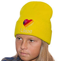 Стильная детская шапка лопата Likke с отворотом разные цвета Желтый