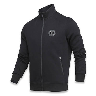 Кофта зима чоловіча чорна PHILIPP PLEIN з патчем #6 стійка ДО-101 BLK S(Р) 21-605-003