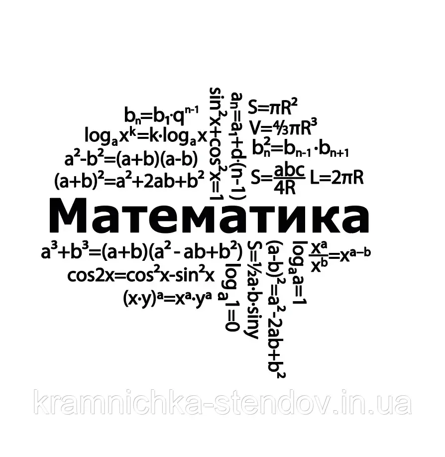 Наклейка для школи Математика (декор кабінету математики Нуш хмара математичних формул матова, фото 1