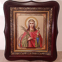 Икона Екатерина святая великомученица, лик 15х18 см, в темном деревянном киоте