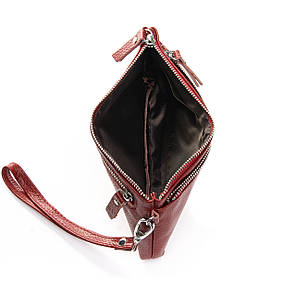 Гаманець на блискавці жіночий шкіряний косметичка бордовий дві кишені 20*10 см Cosmetic bag A-00276-2, фото 2