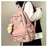 Модний рюкзак із іграшкою в корейському стилі. Шкільний портфель-сумка. Жіночий рюкзак. С230-1, фото 3