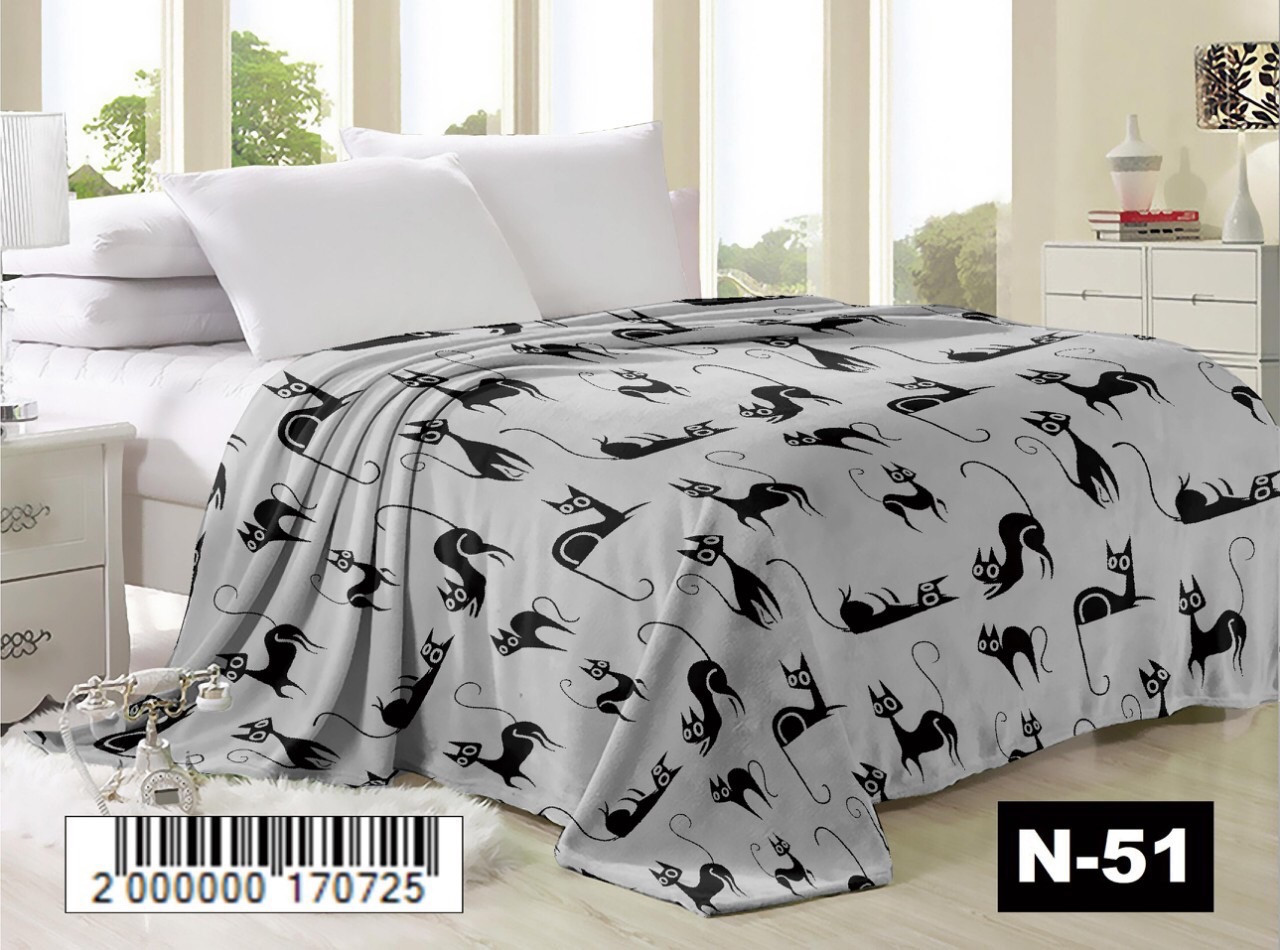 Плед-покривало (Фліс) | Плед від виробника "Королева Ночі" | 150х220 | Коти на сірому, фото 1