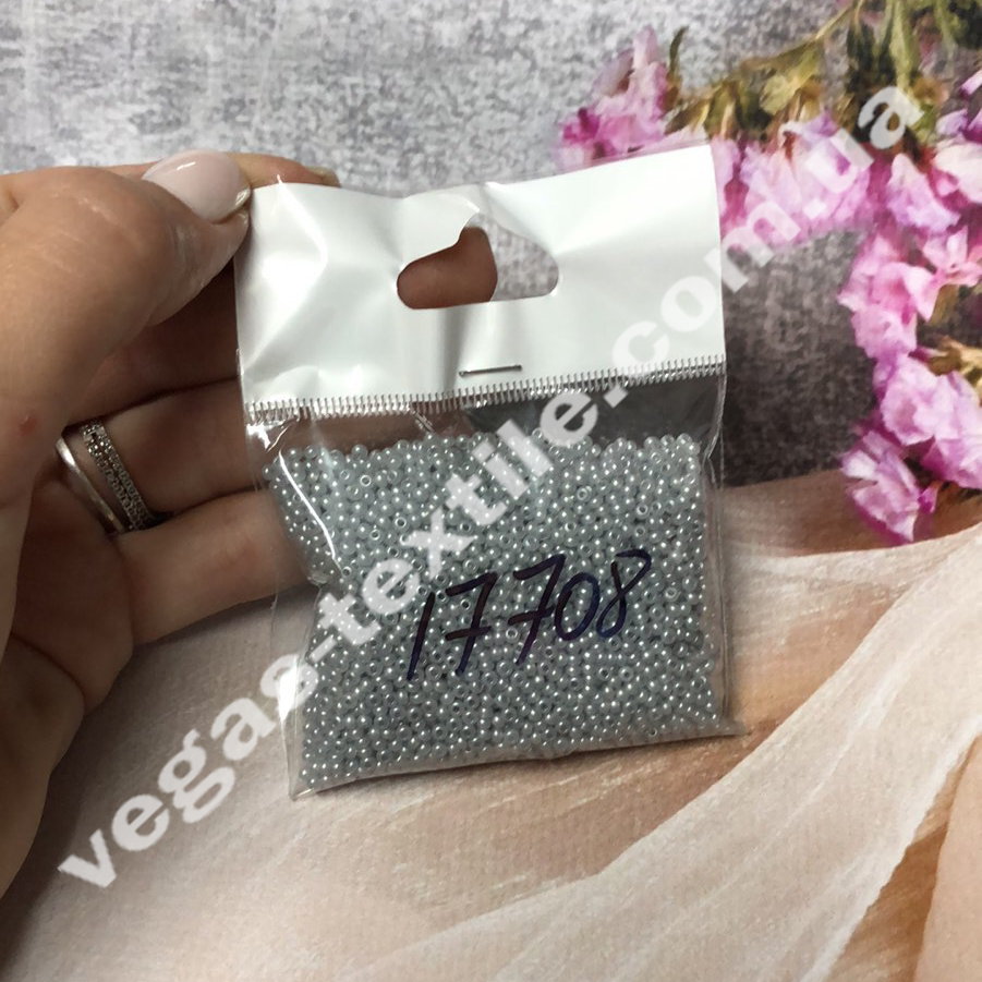 Бісер Чеський ваговий No17708 (розмір 10/пачка 50 грамів) Світло-сірий, фото 1