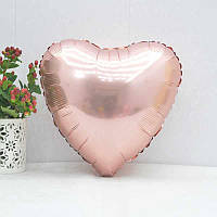 Фольгована куля Серце рожеве золото, куля фольга без малюнка Китай 45 см