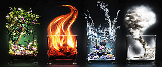 Набір алмазної вишивки (мозаїки) "Четирі стихії — Земля, вогонь, Повітря, Вода"