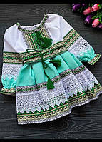 Нарядне плаття для дівчинки з вишивкою і мереживом , 1-12 років