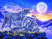 Алмазная Мозаика SHLab Семейство Белых Тигров Вышивка Камнями SH-23267 40x30 см (Полная Выкладка)