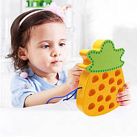 Деревянная игрушка Шнуровка для самых маленьких Limo Toy MD 1228 Ананас