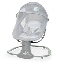 Укачивающий центр, качели-шезлонг для новорожденных с москитной сеткой Mastela 8104 light grey, цвет серый